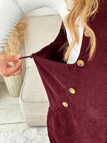 Plussiva Plus Size Women Solid Color Casual Everyday Jumpsuit - Burgundy - View 7