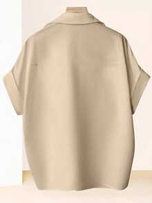 Franclia Fashionable High-End French Design Loose Batwing Sleeve Collared Women's Blouse - Apricot - View 2