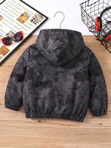 SHEIN 兒童 1件 小男孩冬季卡通印花保暖內裡連帽外套背心 度假可愛街頭 Y2K 生日派對 開學季 萬聖節 超值上衣 - 彩色 - 查看 2