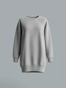 Trelyra Women's Solid Color Round Neck Dropped Shoulder Long Sleeve Casual Sweatshirt Dress - Grey - View 5