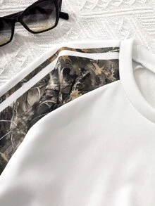 SHEIN Sparklyn 女童 2 件組落肩袖衛衣套裝，圓領衛衣，適合秋冬，保暖內裡，加厚毛茸茸，寬腿鬆款長褲，適合上學、通勤、戶外活動與休閒穿著 - 綠色 - 查看 3