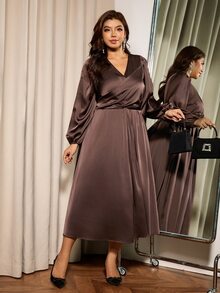 Elaquor Vestidos Talla Grande Otoño - Marrón - Ver 5