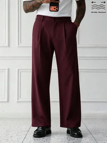 HUEFORM Men's Spring/Summer White INS Style Casual Long Pants - Burgundy - View 3