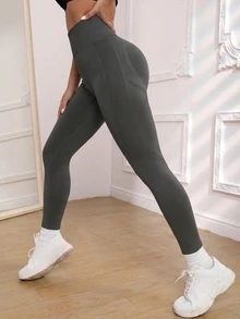Easithlete Easithlete 女款純色高腰日常健身運動緊身褲 - 燧石 - 查看 4