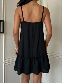 SHEIN EZwear 黑色編織細肩帶女款洋裝 - 黑色 - 查看 2