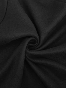 Elaquor Plus Size Women's Solid Color Metal Decor Elegant Cape Overcoat - Black - View 8