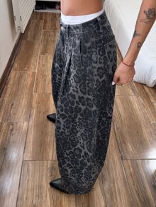 Jeanoix Petite Y2K Women's Denim Wide Leg Pants - Multicolor - View 8