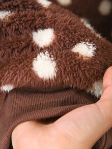CosyJoli Plus Size Fuzzy Polka Dot Sweatshirt, INS Outing Outfit, Casual Women's Clothing - Brown - View 7