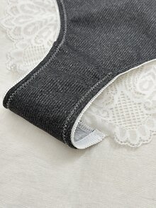 Napfluff 1 Set Light Gray Lace Patchwork Women's Underwire Bra And Lace Patchwork Triangle Panty Set - Dark Grey - View 6