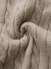 Manfinity Homme Men's Cable Knit Raglan Sleeve Zip-Up Casual Sweater - Khaki - View 7