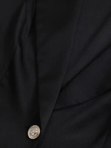 Cravure Plus Size Single Button Fitted Blazer Fringe Skirt Suit, Chic Cocktail Party TwoPiece - Black - View 6