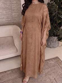 Yasmyna 女款圓領鏤空休閒寬鬆時尚土耳其式長衫 - 駝色 - 查看 1