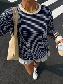 Muvela Women's Striped Casual Long Sleeve T-Shirt For Daily Wear - Multicolor - View 6