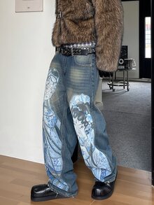 STEELVANCE Men's Printed Pattern Denim Jeans - Dark Wash - View 5
