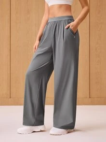 OutZeal Women Sports Pants Gym Workout Casual Lightweight Elastic Waist Straight Leg Active Bottom For Spring Summer - Dark Grey - View 10