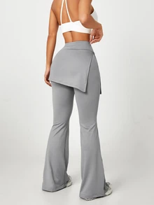 Eassivo Women's Elastic High Waist Sports Pants - Grey - View 3