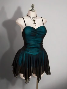 SHEIN ICON Women's Plus Size Spaghetti Strap Backless Dress - Teal Blue - View 4