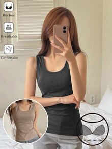 DAZY Women's Solid Color Casual Tank Top - Coffee Brown - View 6