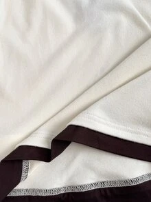 Easowa Contrast Binding Notched Neck Tee - Multicolor - View 9