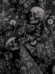 ROMWE Goth Skull Dark Mysterious Forest Print Sexy Split Mini Skirt For Women - Black - View 4