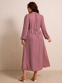 Elaquor Vestidos Talla Grande Otoño - Rojo - Ver 2