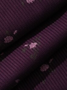 Dazy Plus Plus Ditsy Floral Lettuce Trim Pajama Set - Violet Purple - View 6