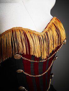 SHEIN ICON Women's Halloween Napoleon Corset Halloween Napoleon Corset Patchwork Tassel Button Chain Design Fashion Tube Top - Black and Gold - View 8