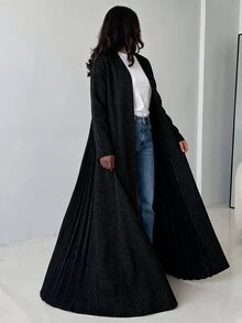 Yasveil Abaya dengan Lipatan di Bagian Bawah dan Bukaan di Bagian Depan - Dark Green - View 1