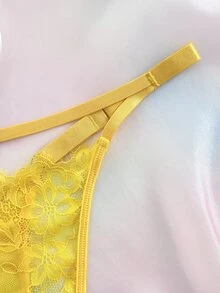 Nora Wilde 1 chiếc quần lót ren thời trang màu trơn size lớn cho nữ - Màu vàng - Xem 5