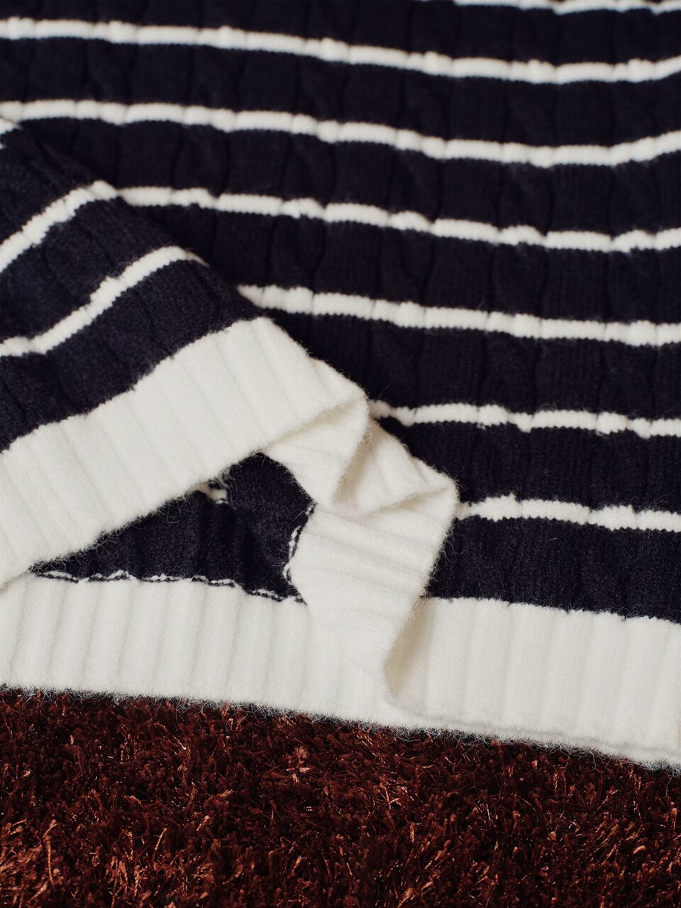 Women's Autumn/Winter Lazy Loose Fit Collared Striped Contrast Color Sweater Casual Commute Knitwear