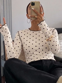 FRIFUL Women's Mesh Mock Neck Sheer T-Shirt Layering Top Autumn - Apricot - View 10