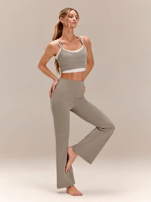 GLOWMODE 28" FeatherFit™ Flared Leggings  Spring Summer - Khaki - View 6