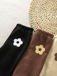 SHEIN 女嬰秋冬可愛3件組愛心圖案長褲 - 棕色 - 查看 7