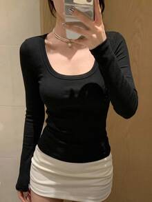 DAZY 女款純色修身休閒度假夏季背心 - 黑色 - 查看 6
