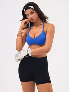 Velisys Velisys 女款無縫素色抓皺掛脖日常健身運動內衣 - 彩色 - 查看 6