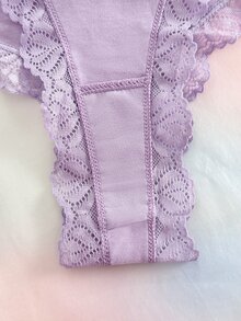 Eraneu 3PCS Lace Trim Women's Panties, Soft And Comfortable, Suitable For Daily Wear And All Seasons, Sweet And Cute, Perfect For Dates And Parties - Multicolor - View 6