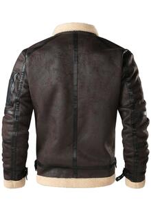 Manfinity Homme Men's Long Sleeve Zip-Up Jacket , Holiday Edition Halloween Christmas New Year's Day, Brown - Coffee Brown - View 2
