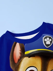 SHEIN | PAW Patrol بلوزة رياضية كاجوال يومية بأكمام طويلة وطبعة كرتونية للأولاد الصغار - أبيض - مشاهدة 3