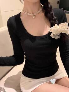 DAZY 女款純色修身休閒度假夏季背心 - 黑色 - 查看 5