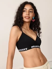 Chillnights HELLO KITTY AND FRIENDS | SHEIN 1pc Women's Wireless Bra - Black - View 4