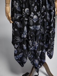 ROMWE Goth Plus Allover Print Off Shoulder Lace Up Corset Waist Asymmetrical Hem Dress - Multicolor - View 4