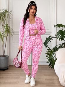 SHEIN EZwear 大碼兩件套裝 - 粉色 - 查看 8