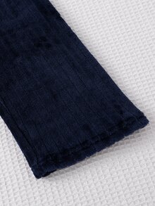 男童簡約皇家藍時尚足球刺繡 皇家藍毛絨羅紋圓領休閒舒適懶人居家服長袖褲子套裝 2件組 - 藏蓝色 - 查看 8