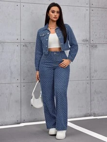 SHEIN ICON Women's Old Money Style Non-Stretch Casual Streetwear Straight Wide Leg Jeans Everyday Night Out Fall - Medium Wash - View 2