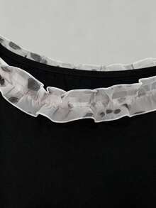 GlowEve CURVE 大尺碼女款夏季法式極簡性感短袖修身顯瘦豹紋蝴蝶結溫柔時尚百搭T恤 - 黑色 - 查看 5