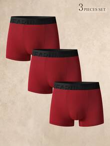 SHEIN 3PCS Boxer Briefs (Soft & Comfortable) - Burgundy - View 1