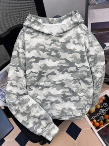 SHEIN 青少年女孩休閒極簡風仿水洗迷彩滿版印花運動衫，適合秋冬穿著 - 彩色 - 查看 6