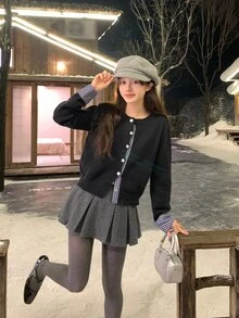DAZY Women's Solid Color Casual Pleated Skirt, Autumn/Winter - Grey - View 9