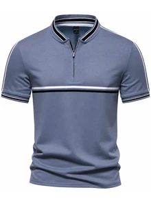 Manfinity Mode Men's Colorblock Casual Daily Short Sleeve Polo Shirt - Grey - View 4