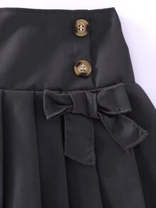 SHEIN 青少年女孩開學休閒學院風可愛灰色鬆緊腰百褶裙，適合秋季與萬聖節 - 灰色 - 查看 4